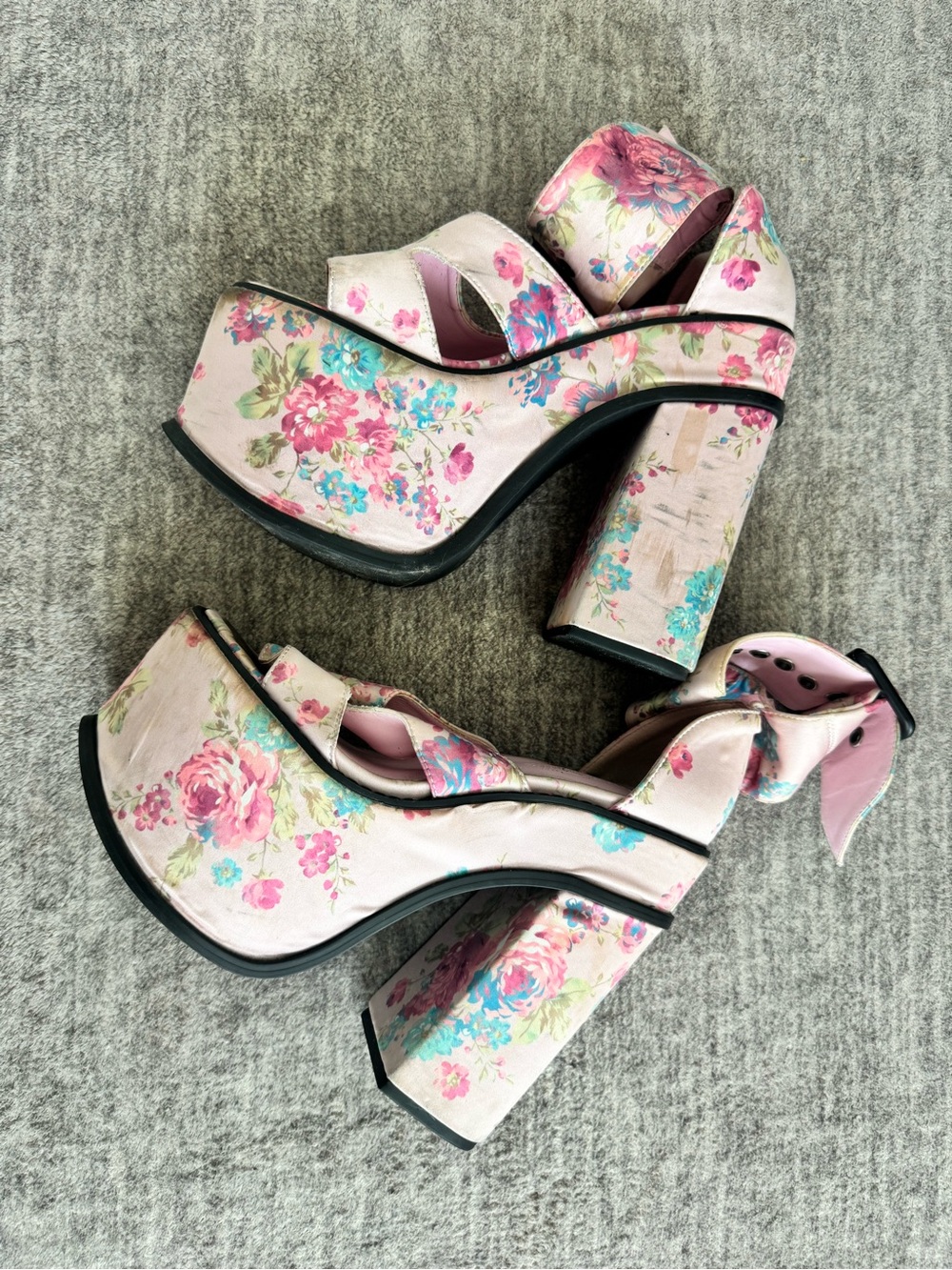 Sugar Thrillz Pink Floral Platform Heels